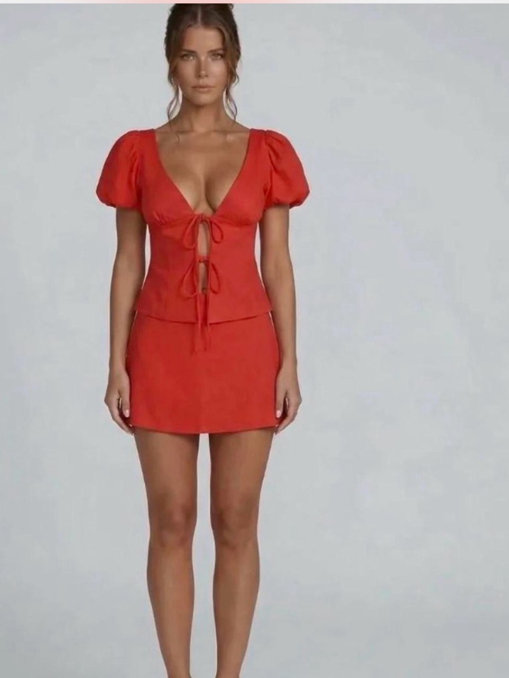 Red Tie-Front Mini Dress